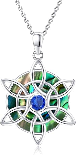 Collar de nudo de brujas de plata de ley 925, amuleto de bruja, colgante celta, joyería pagana wiccana, buena suerte, nudo irlandés, regalos para