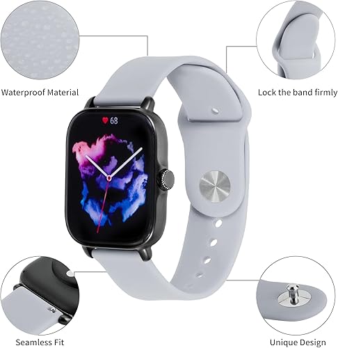 Miniatura 9 de Paquete de 3 correas de silicona compatibles con Amazfit GTS 4GTS 4 MiniGTS 3GTS 2GTS 2eGTS 2 miniGTS, correa de repuesto deportiva suave de 0.787