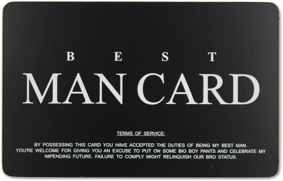 Ardour Van Vanfeis Stainless Steel Funny Junior Best Man Proposal Gifts Cards, The Black Man Card Wedding Invitations with Envelopes, Rustic Bridal Party Favors Invites Card - Will You Be My Best Man