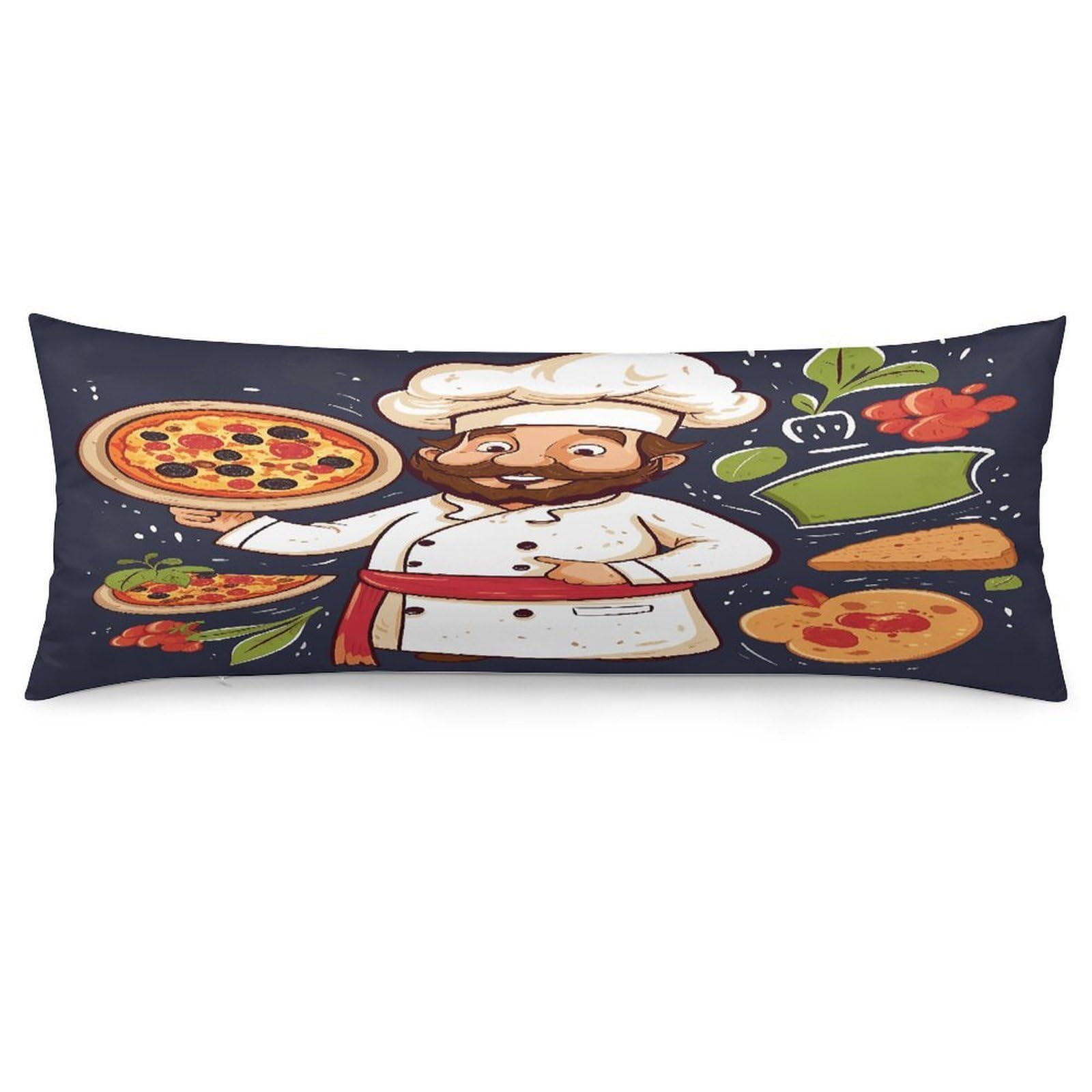 Chef Pizza Throw Pillow Cover Soft Lumbar Pillow Covers with Zipper Breathable Rectangular Cushion Case Polyester Pillow Case Decorative Body Pillow Cover for Couch Bed