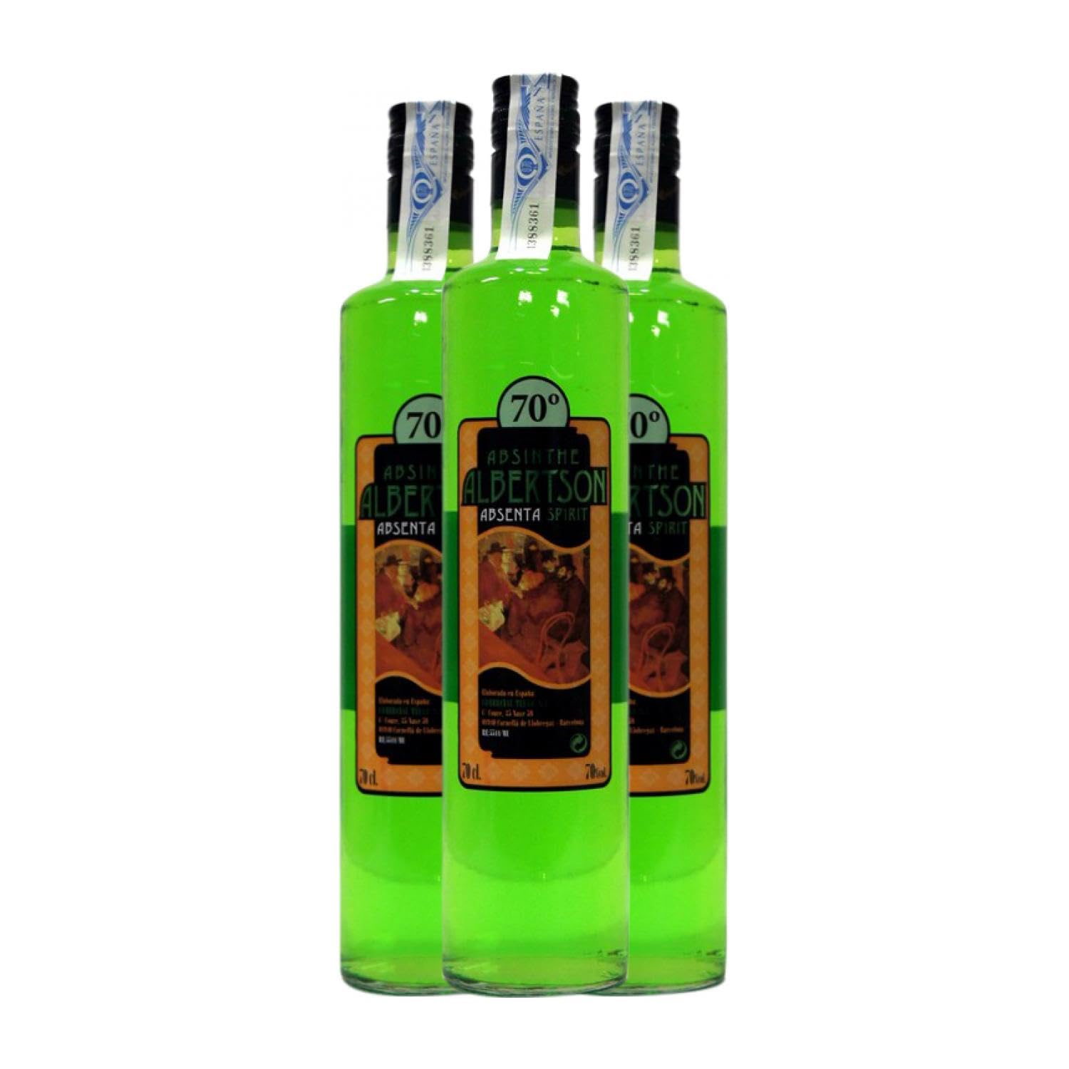 Absenta Tello Albertson Verde 70 cl (Caja de 3 Botellas de 70 cl)