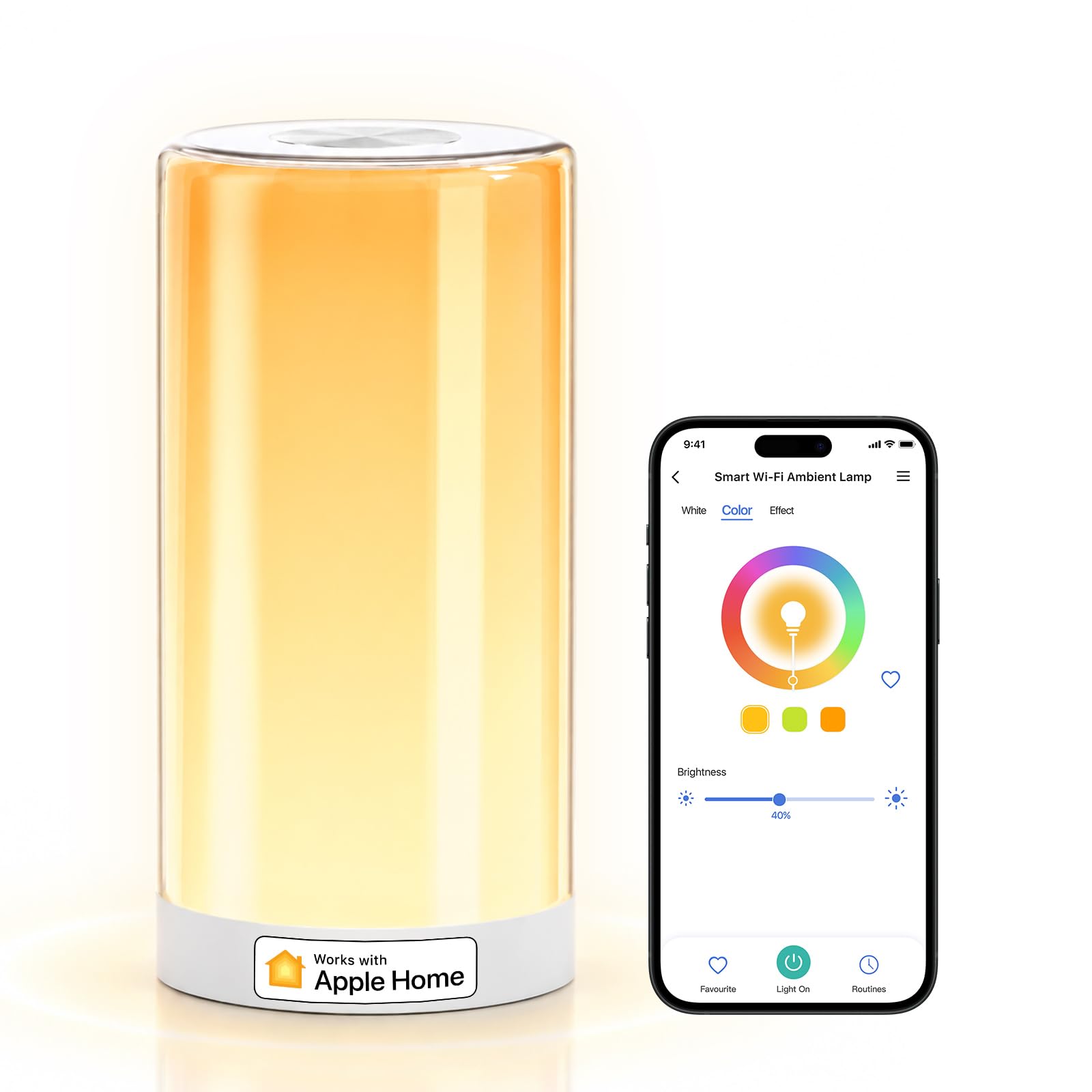 Meross Lámpara Nocturna Táctil WiFi Inteligente, Multicolor Regulable con RGBWW(2700K - 6500K). Compatible con Apple HomeKit, Alexa, Google Home
