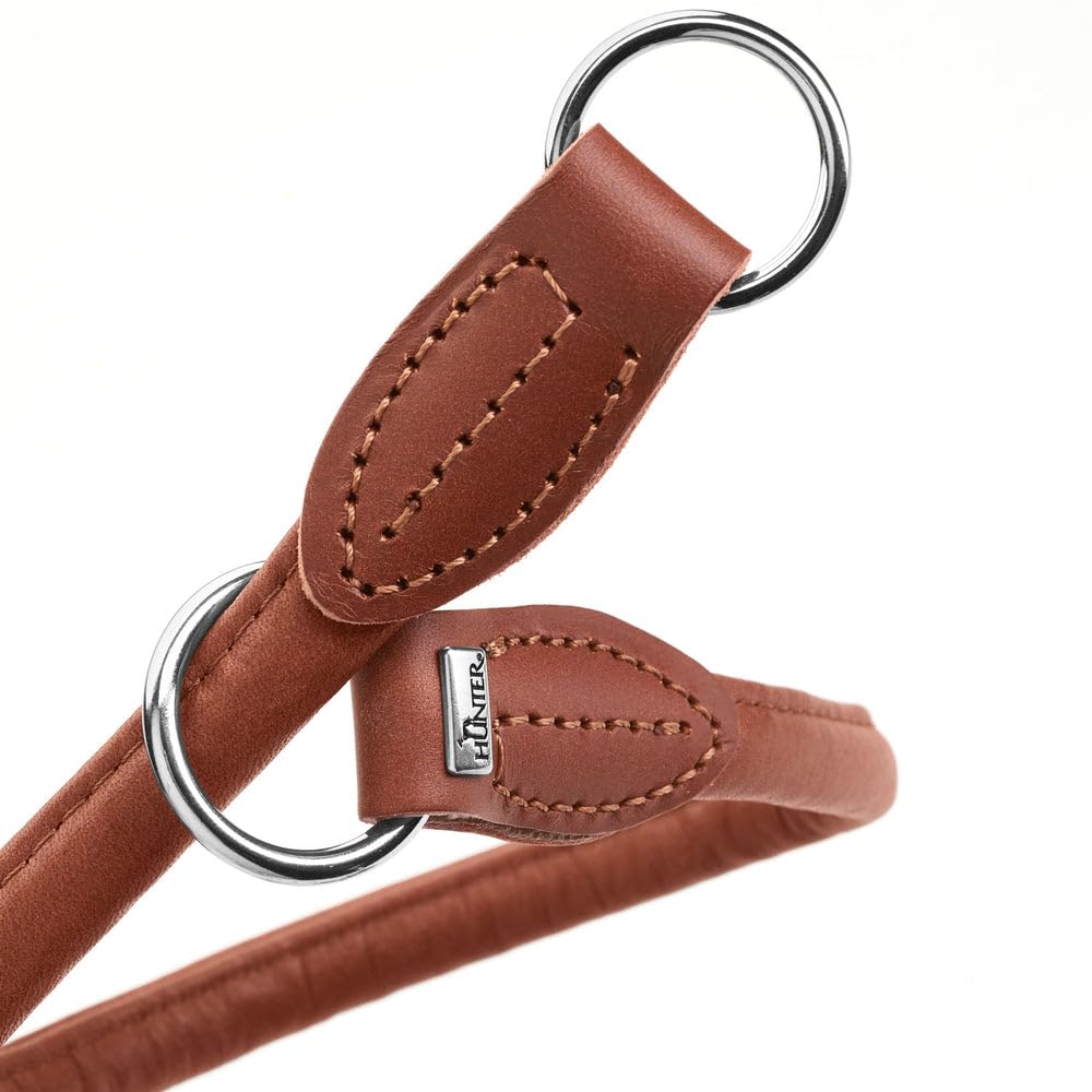 HUNTER Dressurhalsung Round & Soft Canadian UP, Farbe: Cognac, weiches, geschmeidiges Leder, rundgenäht, fellschonend, nachhaltig, Made in Germany, Größe: M-L