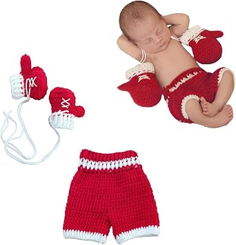 Newborn Photography Outfits Boy Newborn Photography Props Outfits Crochet Knitted Boxing Gloves Pants Photoshoot Girl