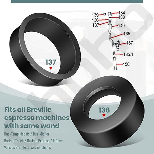 Miniatura 5 de Ohoho Sello de varita de vapor para máquinas de café espresso Breville, se adapta a los modelos 800ES, BRE800ESXL, 800ESXL, BES900XL, BES860XL,
