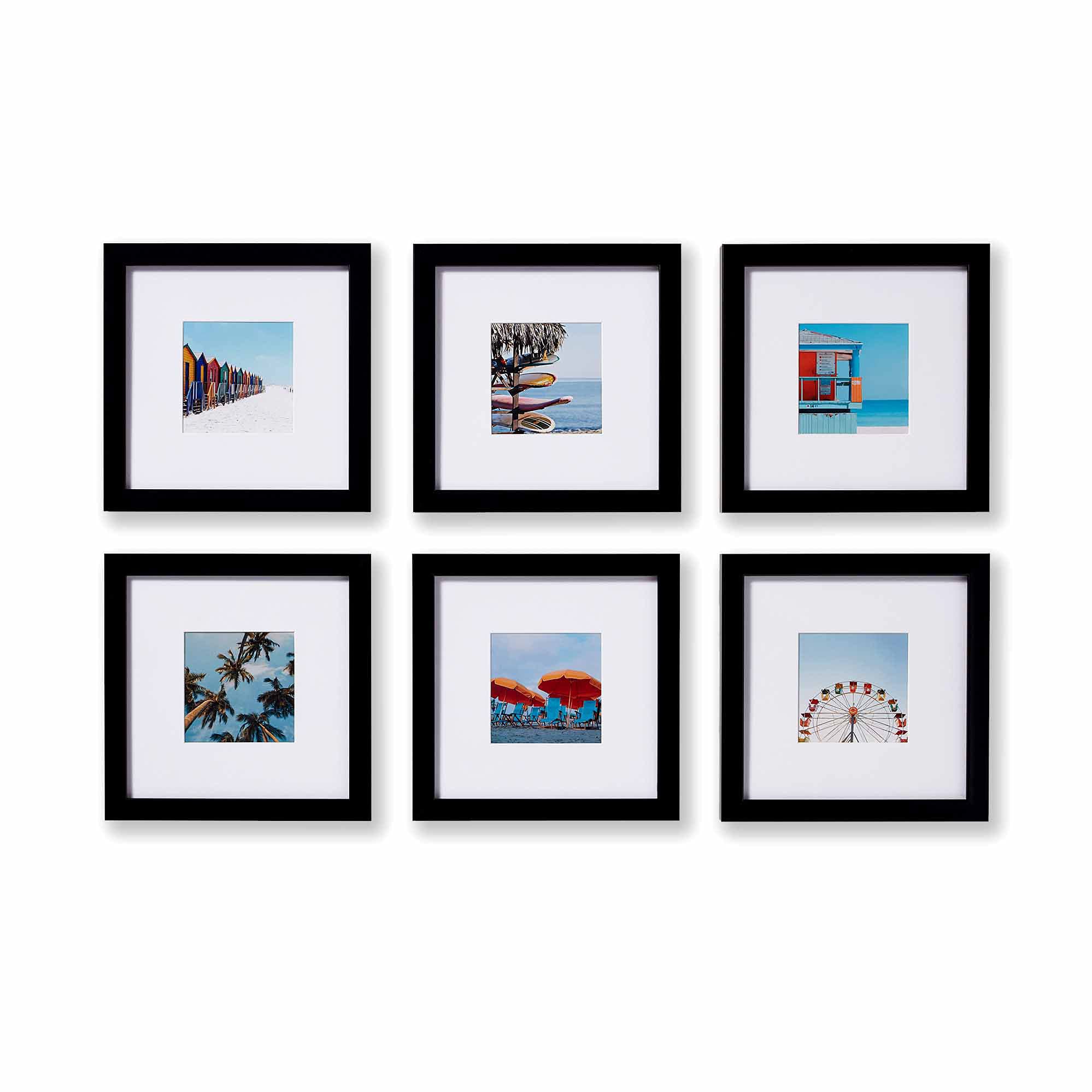 Old Town6pk- 8x8 Matted Square Gallery Picture Frames (Black, 8x8)