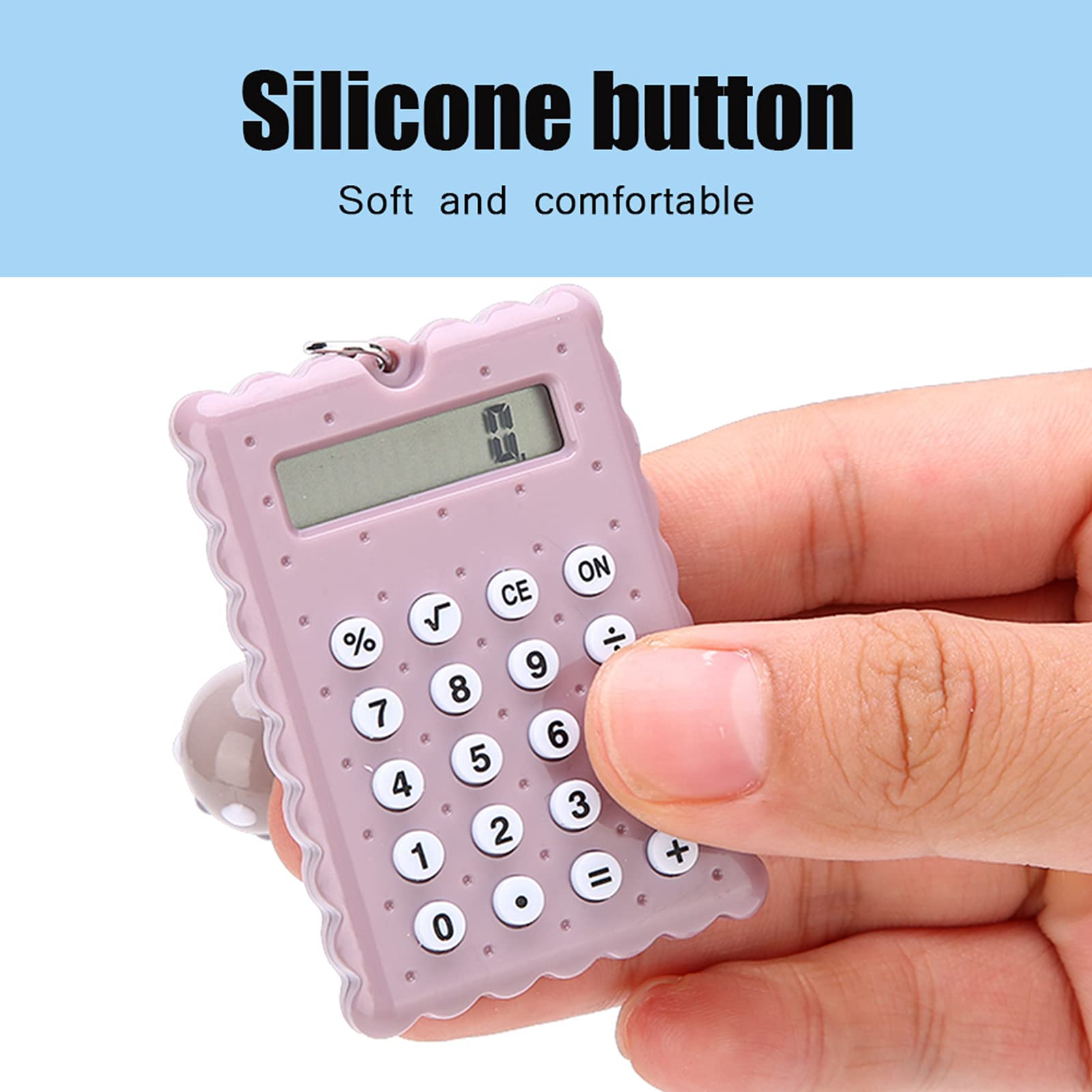 Mini Calcolatrice Tascabile, Portatile Carino Biscotti Stile Chiave Infermiera Calcolatrice Tascabile a Colori (grigio viola) Calcolatrice Piccola Catena Portatile Candy (Viola grigiastro)