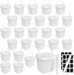 26 Pcs Plastic Food Containers with Lids and Handle 67 Oz 2 Qt 0.5 Gallon Kitchen Food Storage Buckets Reusable Square Deli Storage Buckets for Ice Cream, Freezer and Microwave