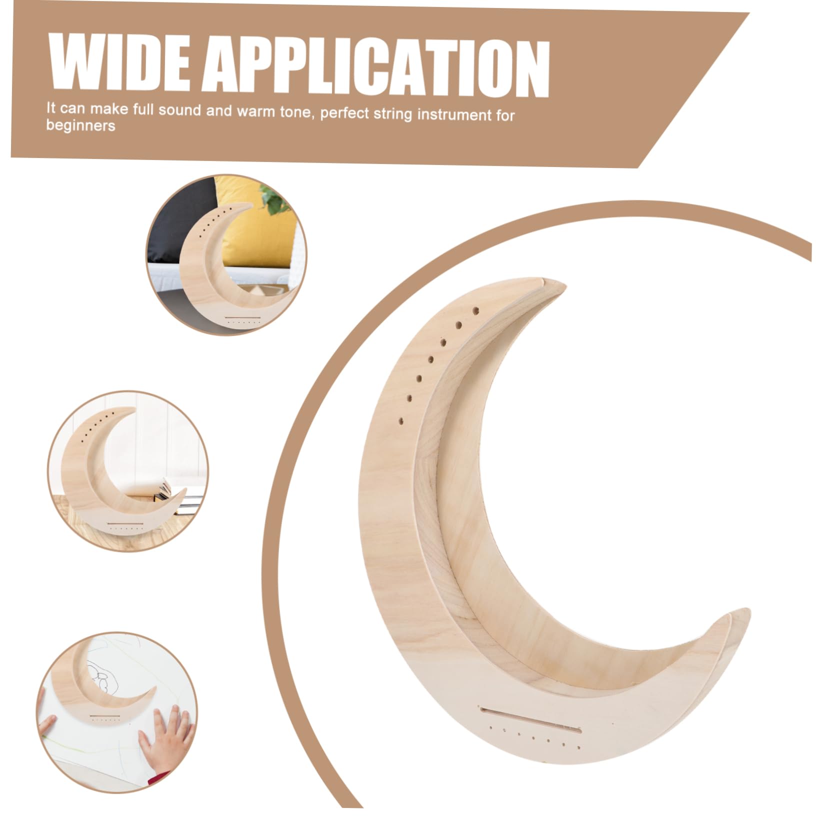 ULDIGI Moon-shaped Wooden Harp 7-tone String Instrument for Beginners Portable Harp Set Unfinished