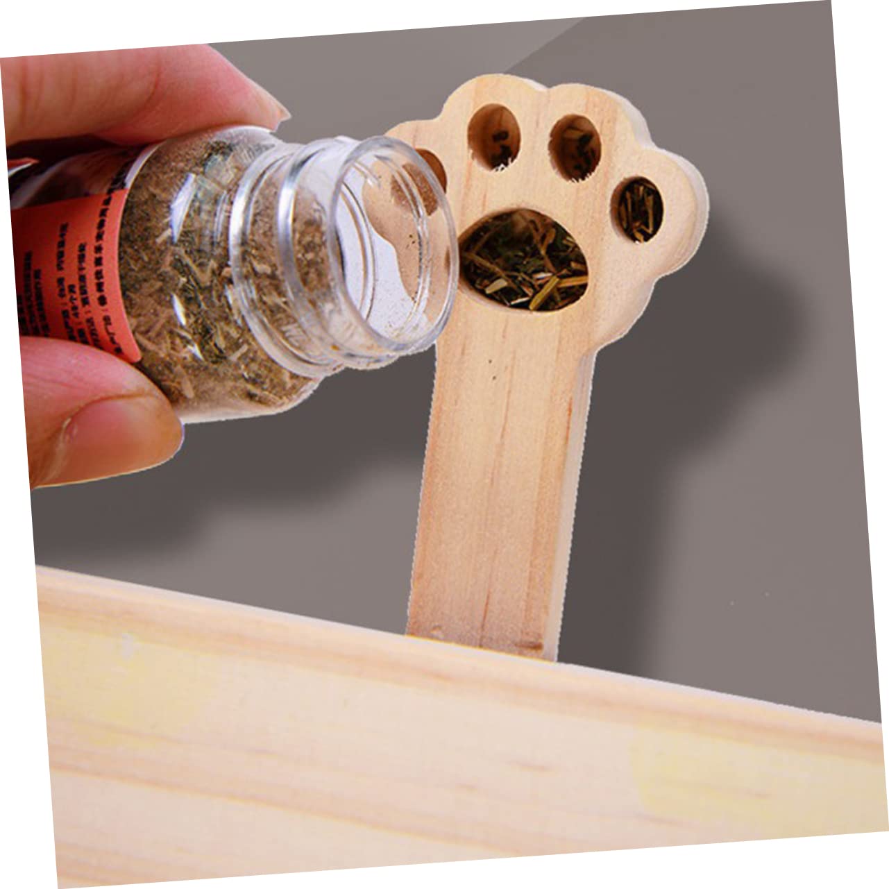 WOONEKY Holz Katzenspielzeug Interaktiv Leichtgewichtig Langlebig mit Glatter Oberfläche und Katzenminze Fach Lustiges Lernspiel für Haustiere Fördert Katzenbeschäftigung Zufällige Farbe