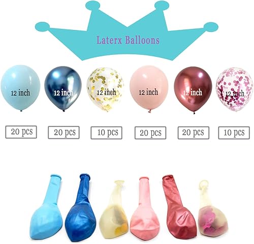 Miniatura 4 de Globos cromados metálicos, color rosa y azul, globos de confeti para bodas, cumpleaños, revelación de género, decoración de fiesta de baby shower,