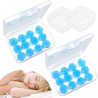 12 Pcs Silicone Ear Plugs, Reusable Wax Earplugs, Waterproof Noise Cancelling Ear Plugs, for Shooting Range, Swimmers, Snoring, Concerts, Airplanes, Travel, Work, Studying