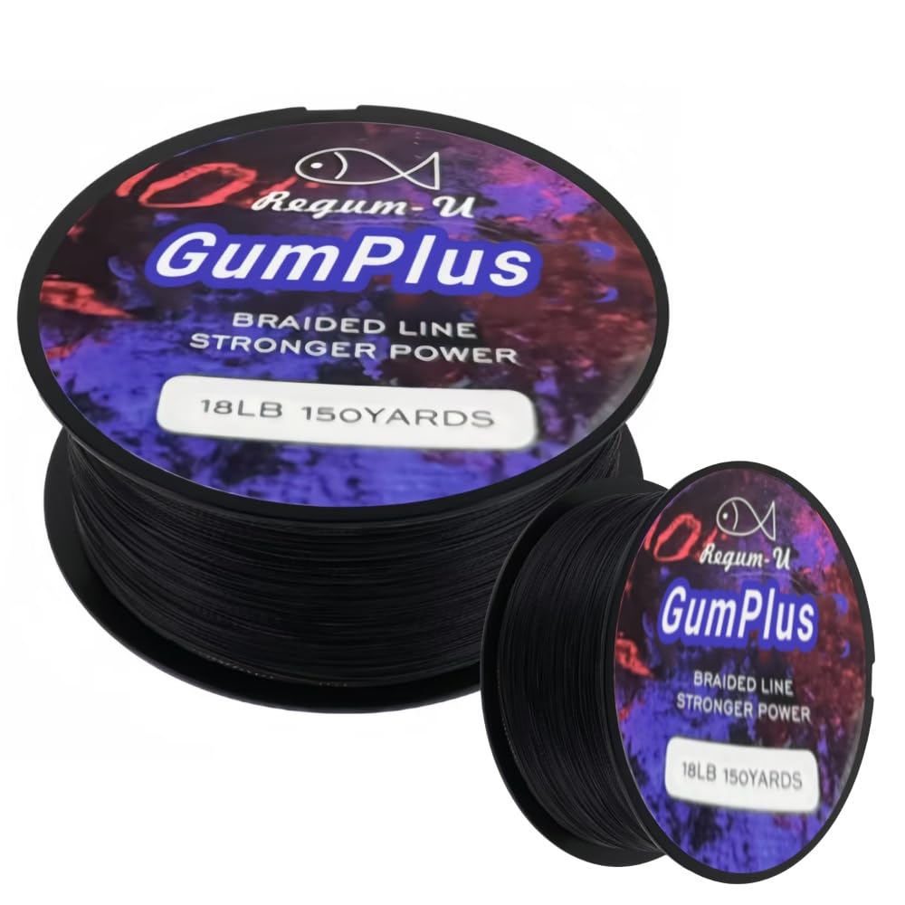 GumPlus 8X Stealth Braided Fishing Line 150 Yards / 25 LB Abrasion Resistant Superline Zero Stretch & Smaller Diameter Confuse & Catch Big Fish Better in Saltwater & Freshwater (Black)