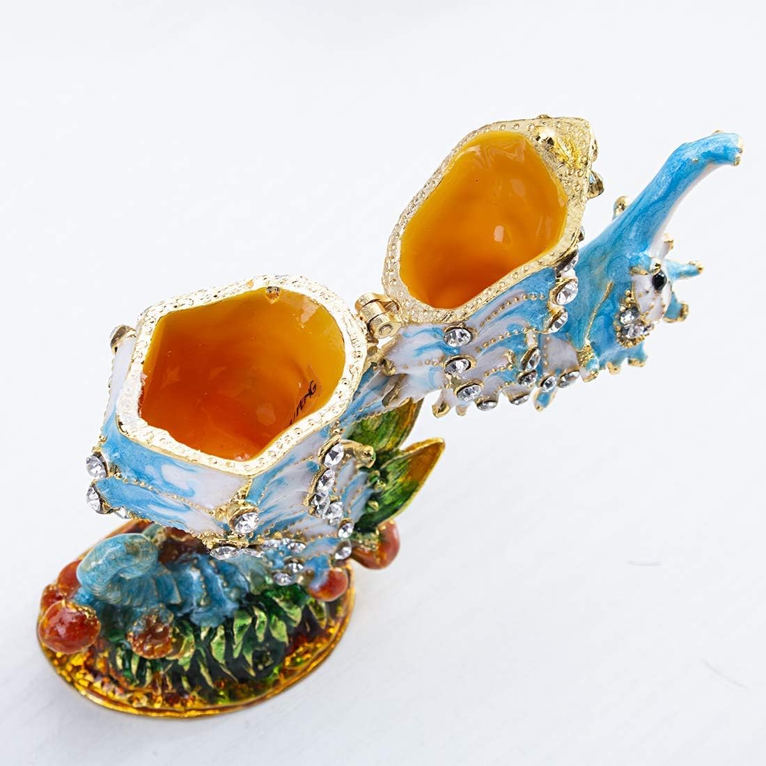 YU FENG Seahorse and Light Blue Seastar Figurine Trinket Box