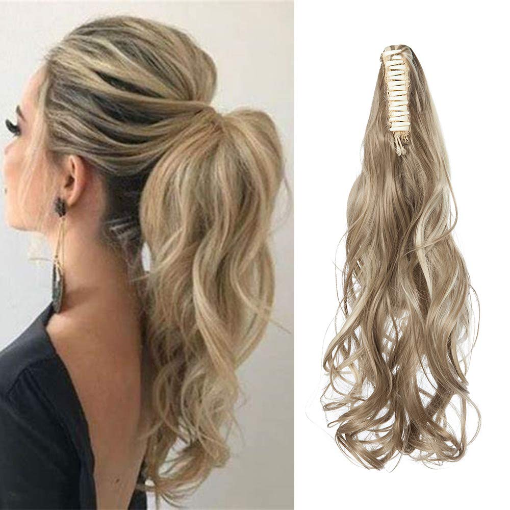 17"(43cm) SEGO Ponytail Long Synthetic Hair Looks Natural [Red Brown/Orange] Clip in Hair Extensions Curly Tail Ponytail Extension (90g) — view 84