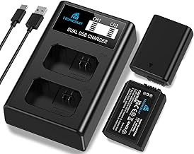 Homesuit NP-FW50 Battery 1300 mAh and USB LCD Charger Kit for Sony ZV-E10 A6000 A6300 A6400 A6500 A5100 A5000 A7 A72 A7R A7R2 A7S2 7RM2 7SM2 7M2 A7R2 A7S2 55 RX15 0 II III IV NEX-3/5/6/7 NEX-F3 Camera