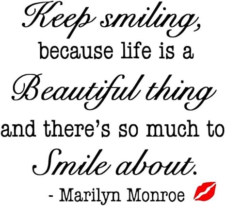 Amazon Iby アイバイ ウォールステッカー マリリンモンロー 名言 Keep Smiling 縦長 タイプ2 英字 英語 マリリン モンロー 黒 光沢 日本語説明書付 ウォールステッカー オンライン通販