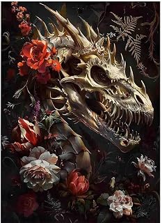 Dragon Diamond Art Kits for Adults,Flower Diamond Art Diamond Painting Kit,5D Diamond Painting DIY Full Drill Diamond Dots Painting with Tools,Gem Craft for Home Wall Decor 11.8x15.7in