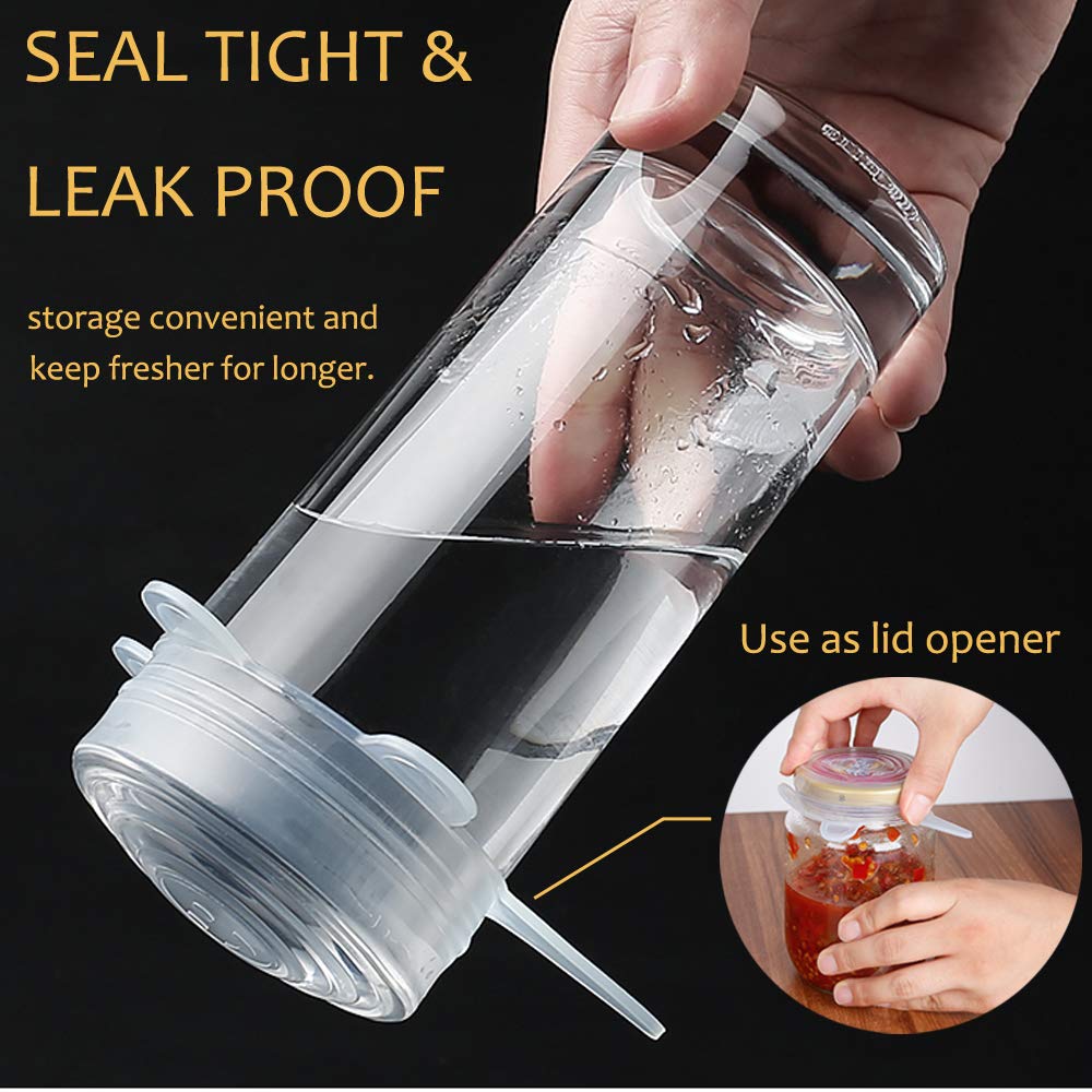 Silicone Stretch Lids 12-Pack Reusable Expandable Durable Silicone Lid Clear Airtight Food Saver Storage Covers fit Various Sizes Containers, Keeping Food Fresh, Microwave, Dishwasher Safe 3