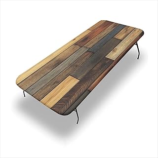 Cloth Table Skirt, Natural Wood Plank Pattern Printed on Polyester Fitted Table Cover Rectangle, for Restaurant Table Protection, 5FT (30"x60")