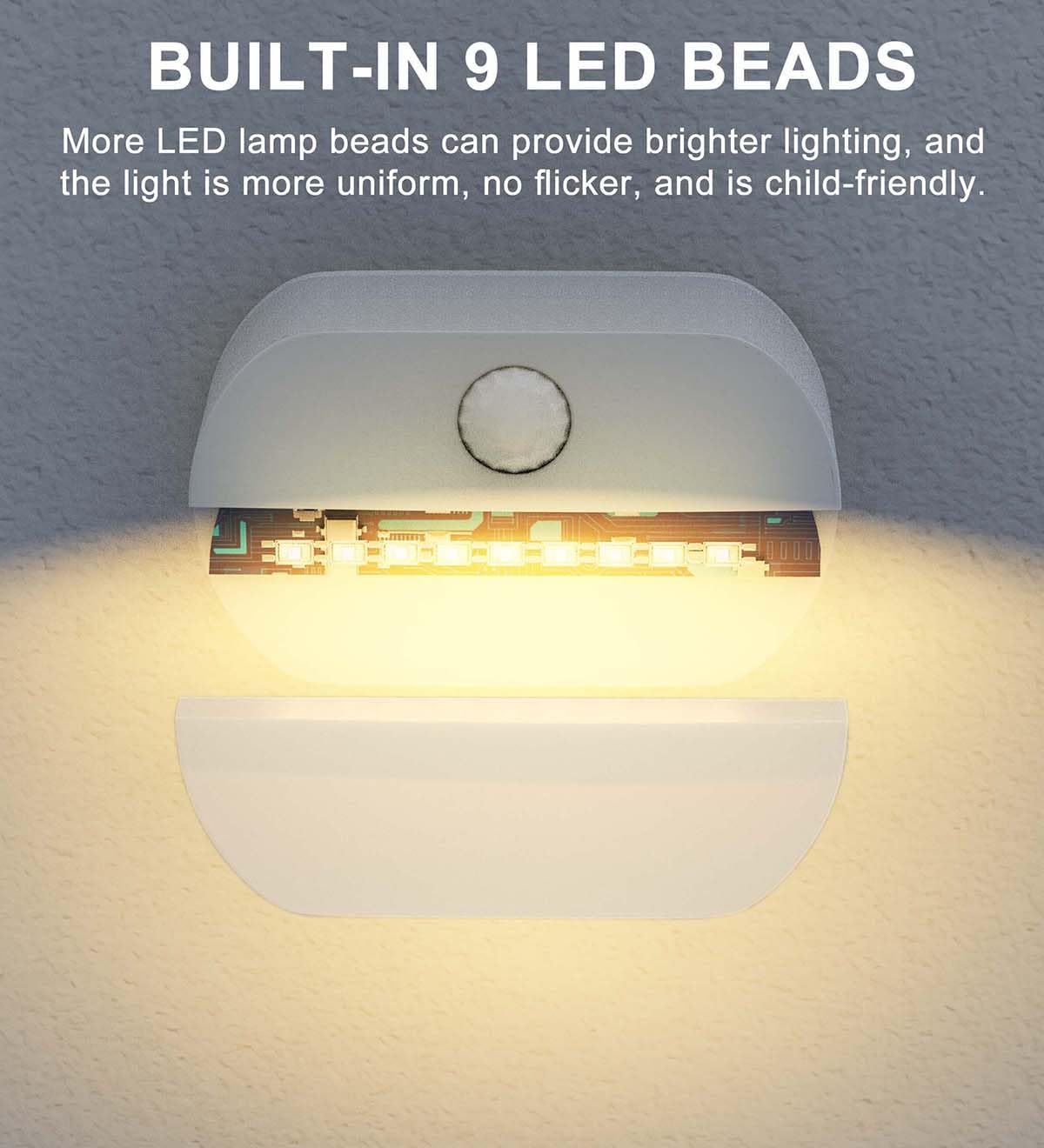 Luz Nocturna Con Sensor De Movimiento LED PIR Para El Gabinete De La Escalera De Los Niños Inalámbrica Recargable Por Usb I.1168257152