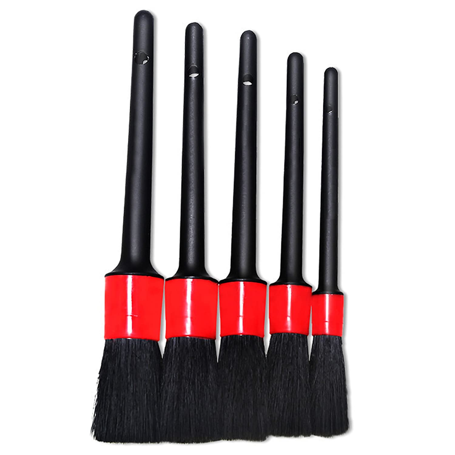 LZDetailing Brush Set - 5 Different Sizes of car Detailing Brushes for Cleaning Wheels, Engines, interiors, air Conditioning Vents, Cars, Motorcycles, etc. (LZ-B005)