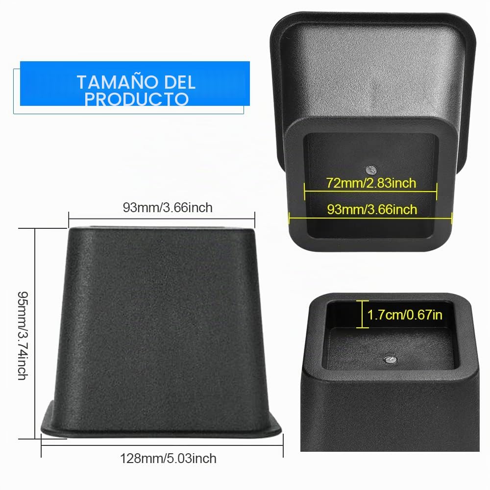 4 elevadores de muebles de 3 pulgadas, bloques elevadores de sillas de cama de 3 pulgadas, pies de elefante, elevadores de sillas elevadoras, bloques de elevación de escritorio resistentes