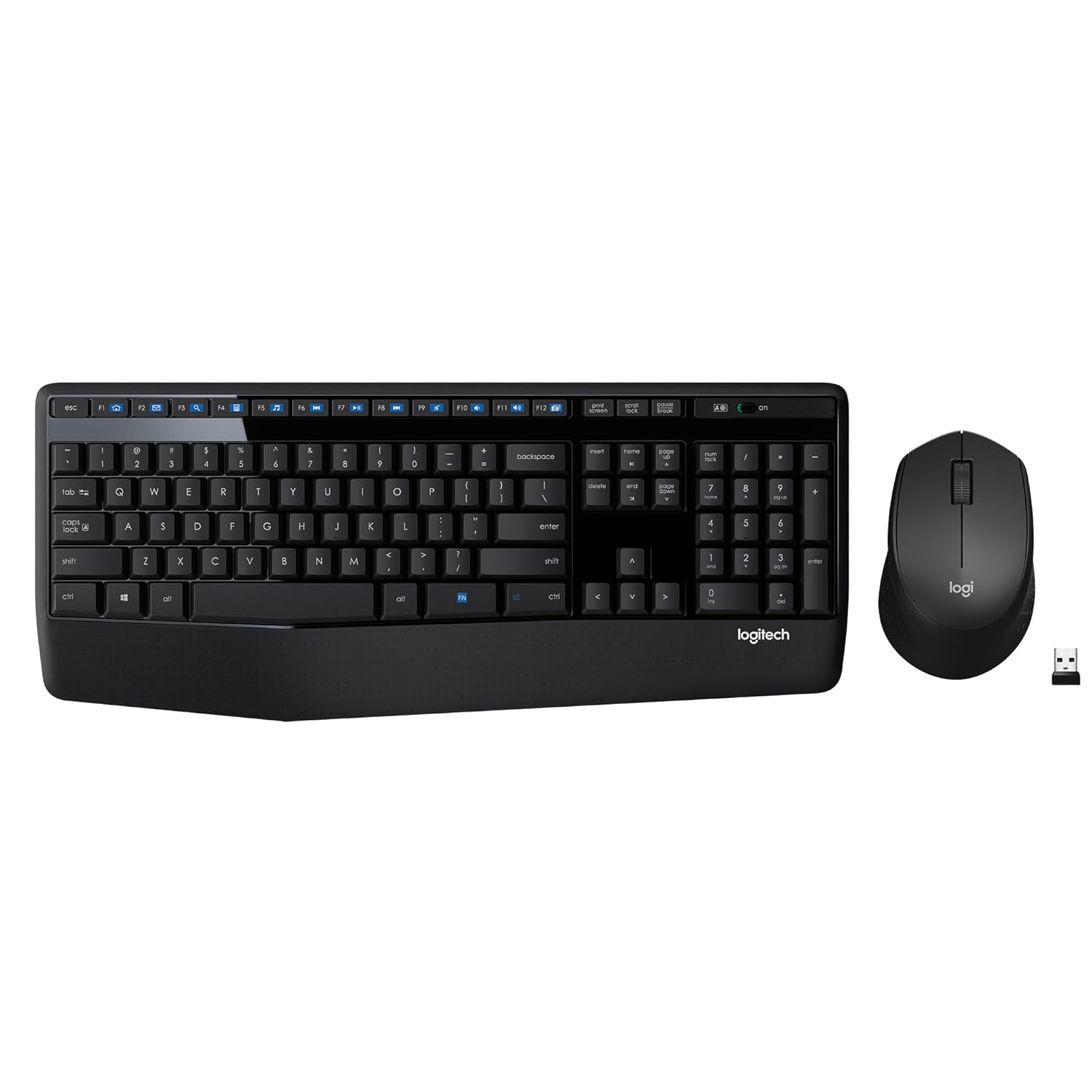 Logitech MK345 Wireless Combo Full-Sized Keyboard with Palm Rest and Comfortable Right-Handed Mouse, 2.4 GHz Wireless USB Receiver, Compatible with PC, Laptop,Black