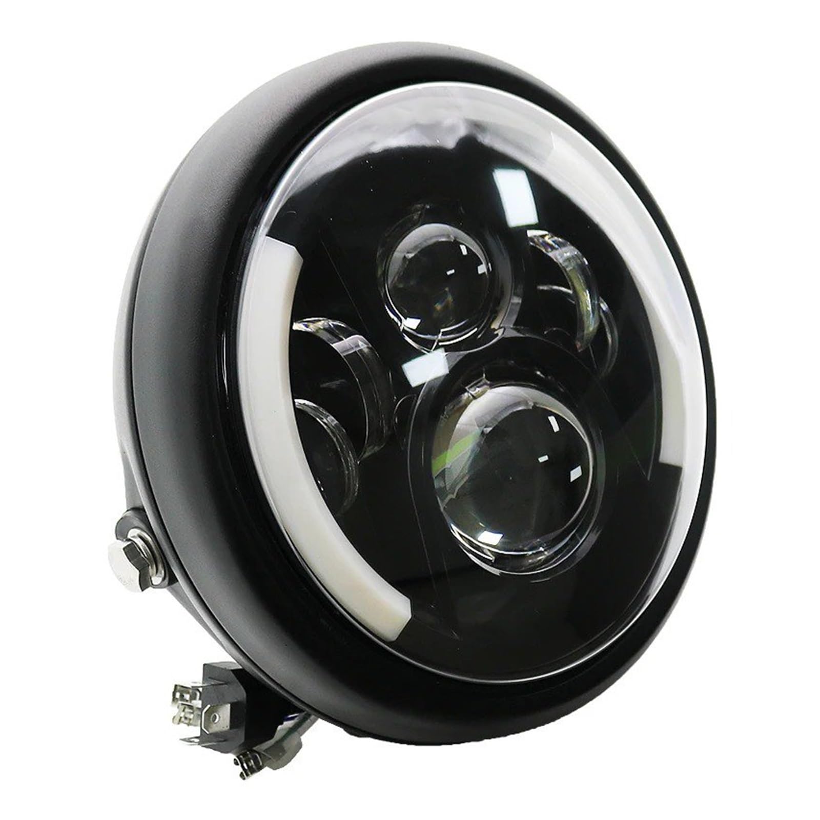 Optique Moto LED Universel 7.5 Pouces Blanc/Ambre Pièces Lampe Frontale Motos Phare LED Phare Avant