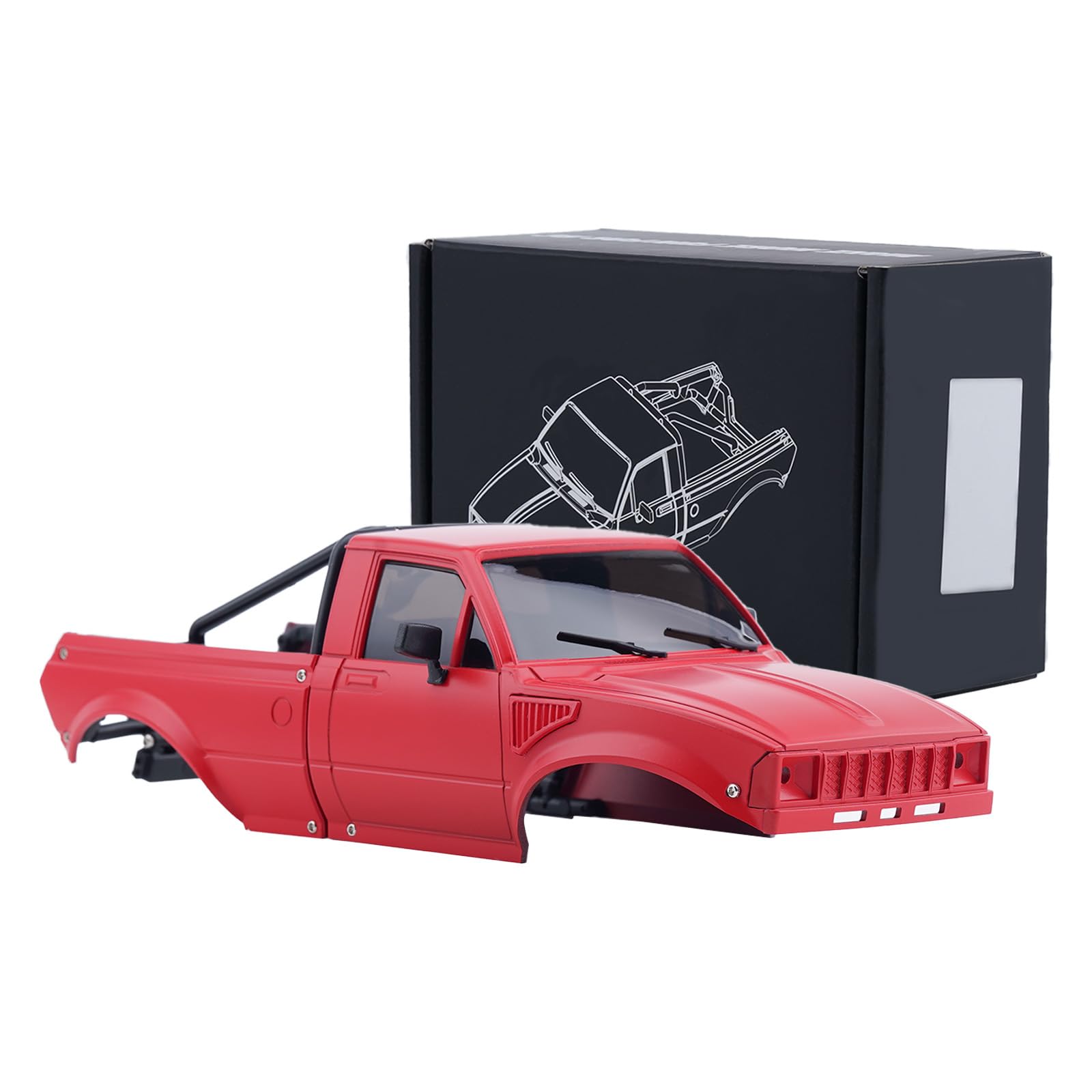 DJX SCX24 Body Shell with Bed Rack for Axial SCX24 C10 Bronco Wrangler Base Camp 1/24 RC Crawler Car (Red)