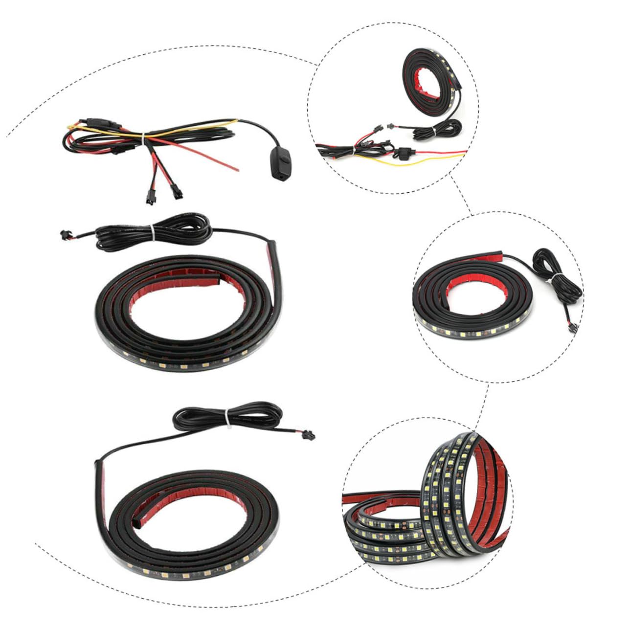 STOBAZA Striscia Luminosa per Cassone Pick-up 3 Pezzi, Luce Bilaterale per Camion, Accessorio Lampada Auto Compatibile per Guida Notturna e Illuminazione Cassone