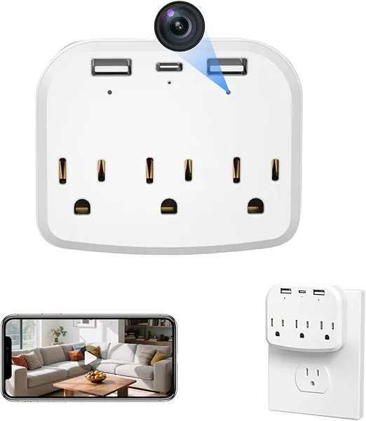 1080P Security Wall Outlet WiFi Camera Mini Wireless Nanny Cam-with Bracket Function