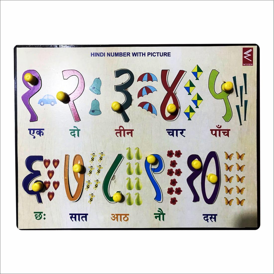 WISSEN Wooden Hindi Numbers 1-10 Learning knob Puzzle | Brain Booster | Numerical Puzzle for Kids 2+ Years Above (B07V84CSX3) Amazon Price History, Amazon Price Tracker