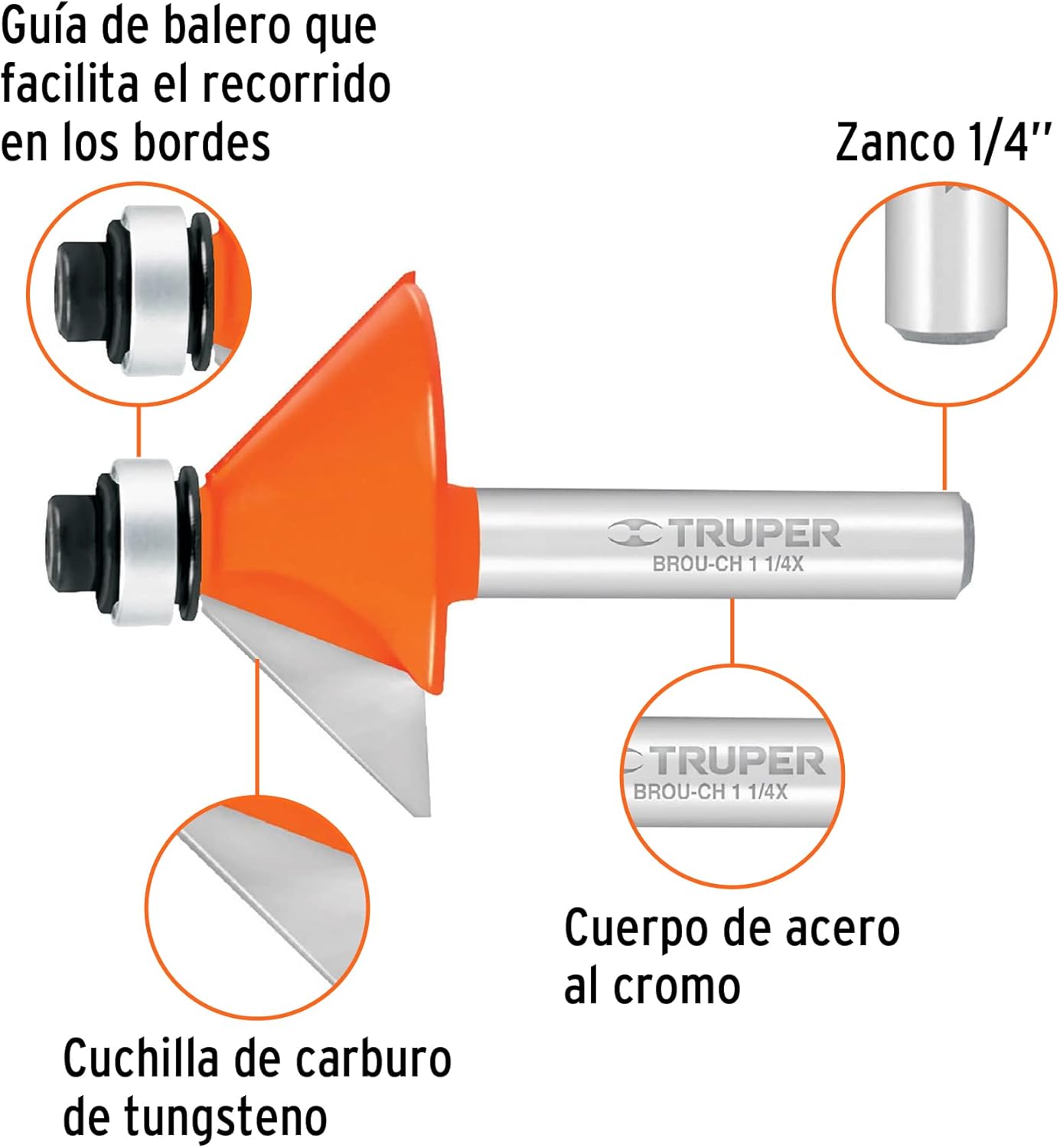 1-1/4" Chamfer Router Bit W/ball Bearing/Enrutador de chaflán de 1-1/4 "con cojinete de bolas
