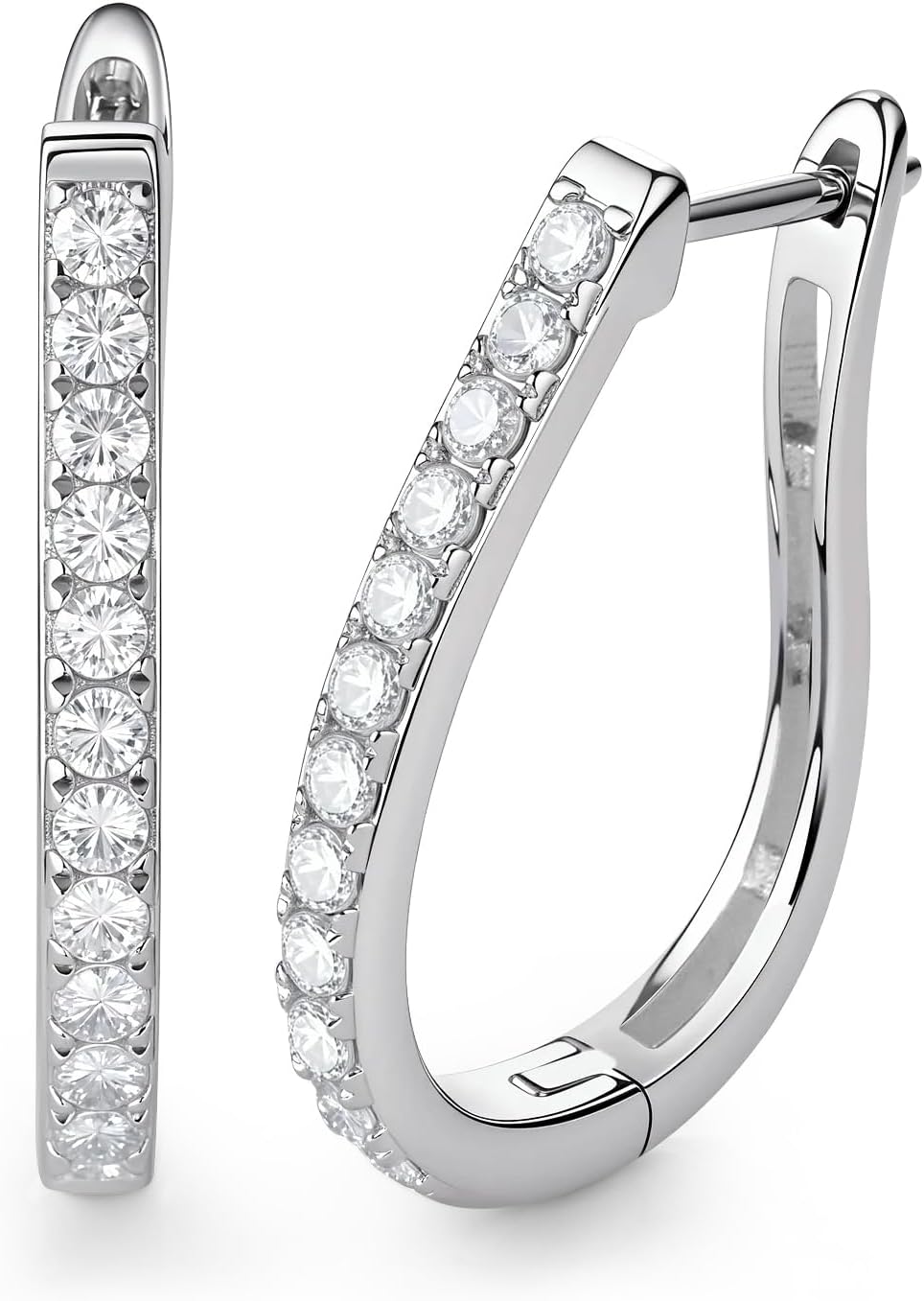 RINEY&KY Moissanite Earrings for Women 18K White Gold Plated Moissanite Hoop Earrings Lab Created Diamond Hoops Huggies Thin Lightweight Small Sliver S925 26.4MM 0.72CT VVS1 D Certified
