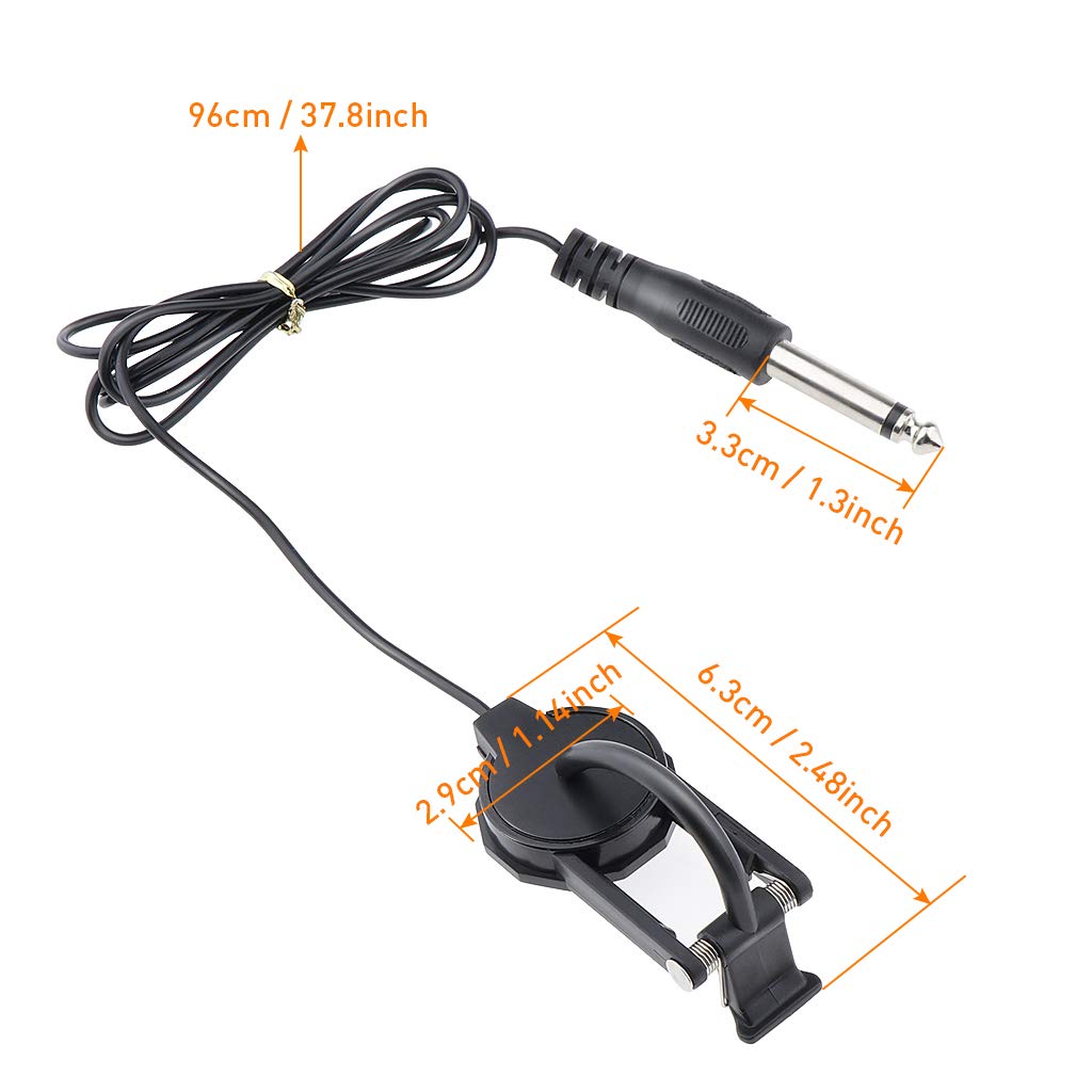 Alnicov WCP-60V Micro à clipser pour violon avec prise jack 6,35 mm pour guitare folk acoustique, ukulélé, violon