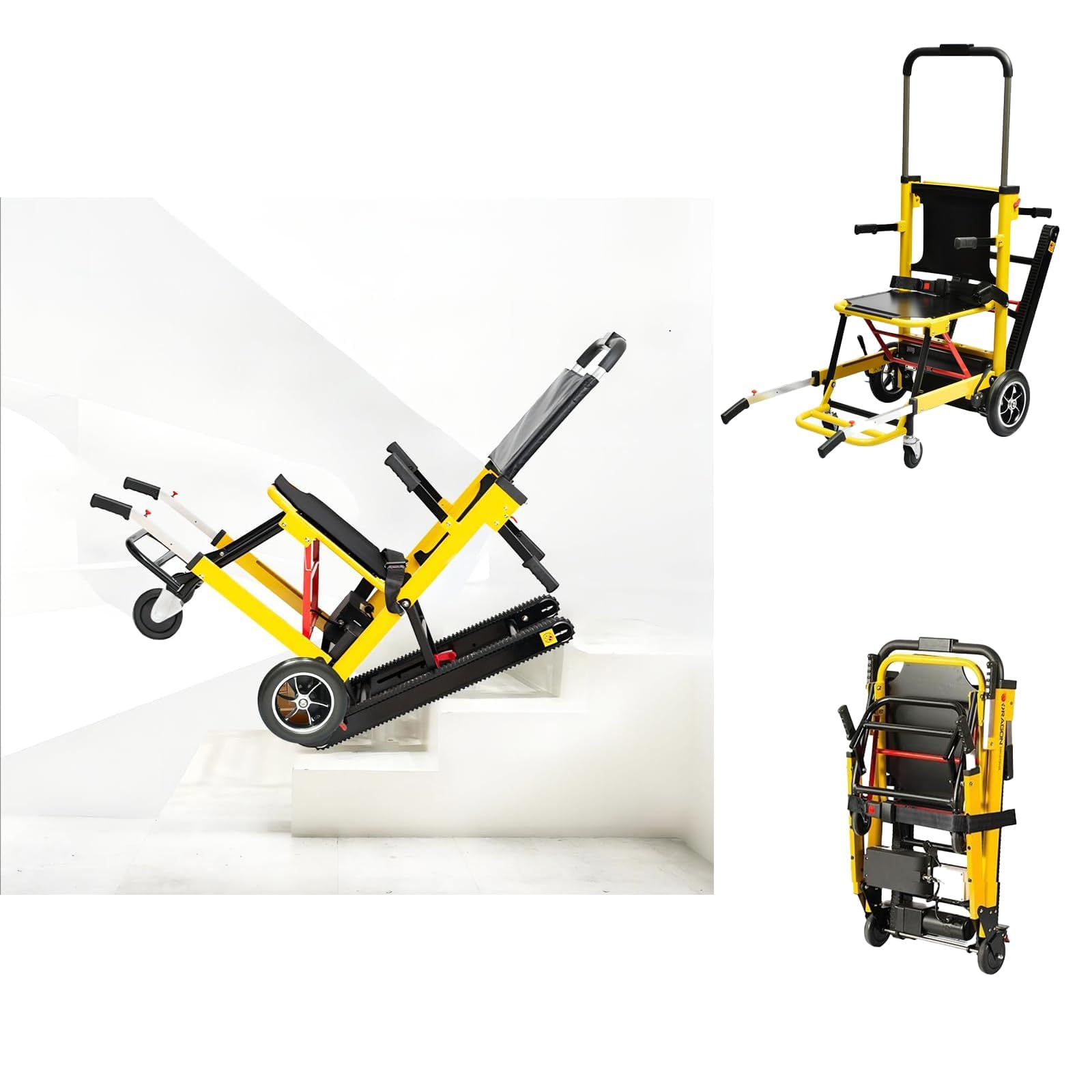 Silla de Ruedas para Subir Escaleras, Silla de Ruedas Eléctrica Plegable Ligera, Adecuada para Personas Mayores con Discapacidad, con Una Carga de 370 Libras, Ayudas Móviles y de Vida Diaria(Amarillo)