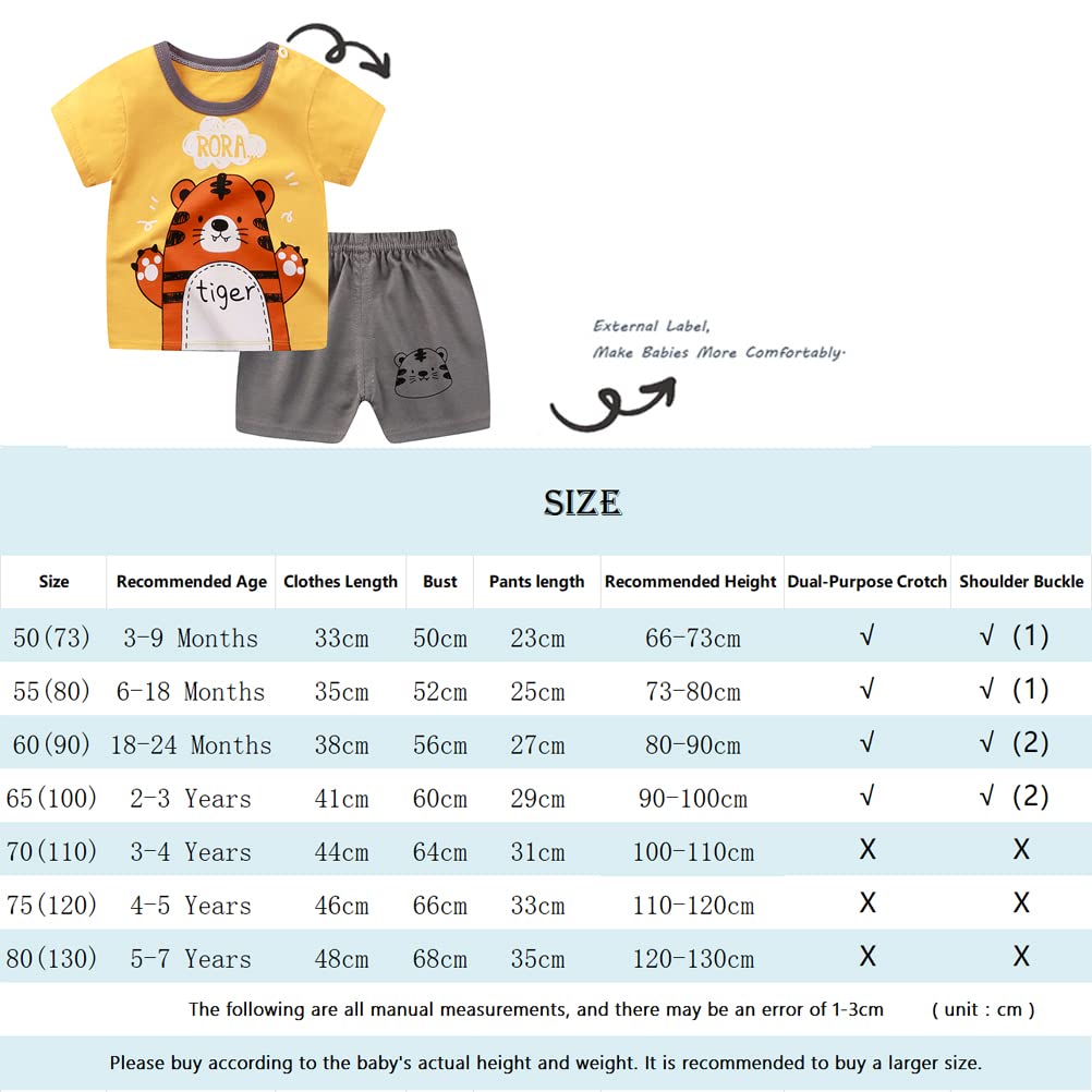 Bebé Niños Conjunto de 3 Juegos de Manga Corta y Pantalones Cortos de Media Manga, Paquete de 6 (con/sin Hebilla para el Hombro) — view 3