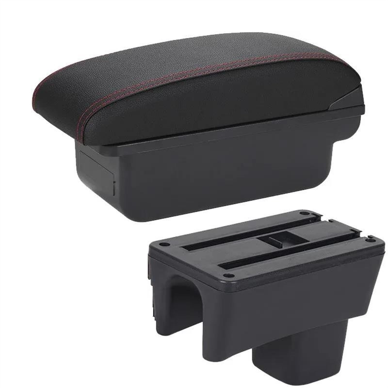 Armrest Box With Multifunctional Support PU Upholstered Car Interior Modification Accessories For Swift 2005-2023(C1 Black red NO USB)