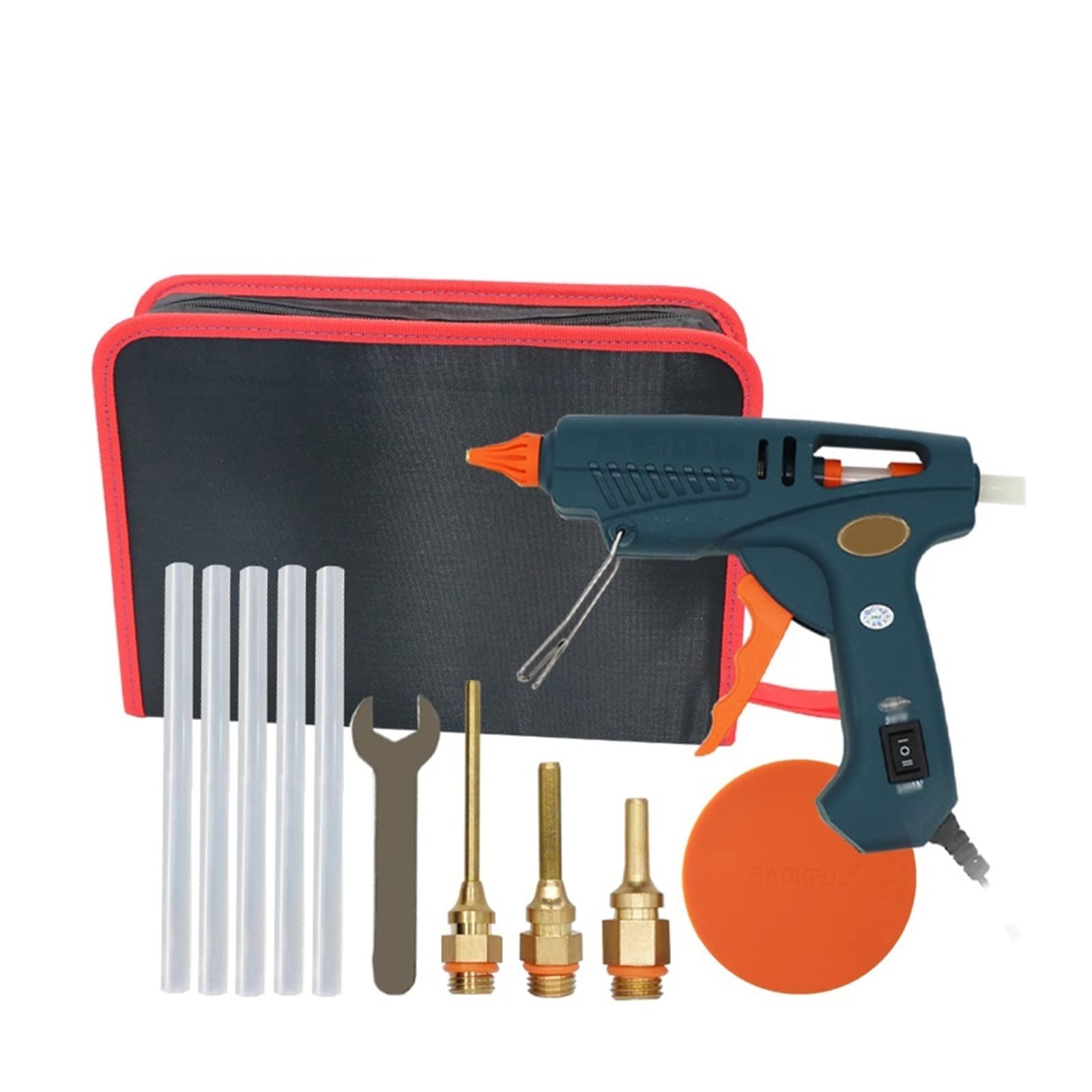 Pistolet Do Kleju Na GorąCo Pistolet Do Klejenia Torba Na Narzędzia Pistolet Do Klejenia Na Gorąco Miedziana Dysza Do 11mm Klej W Sztyfcie Domowe Rękodzieło DIY Klej Gorący Pistolet(Set D)