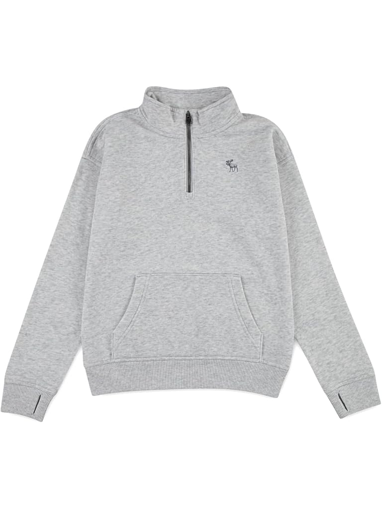 White Abercrombie & Fitch Essentials Quarter Zip (Big Kid)