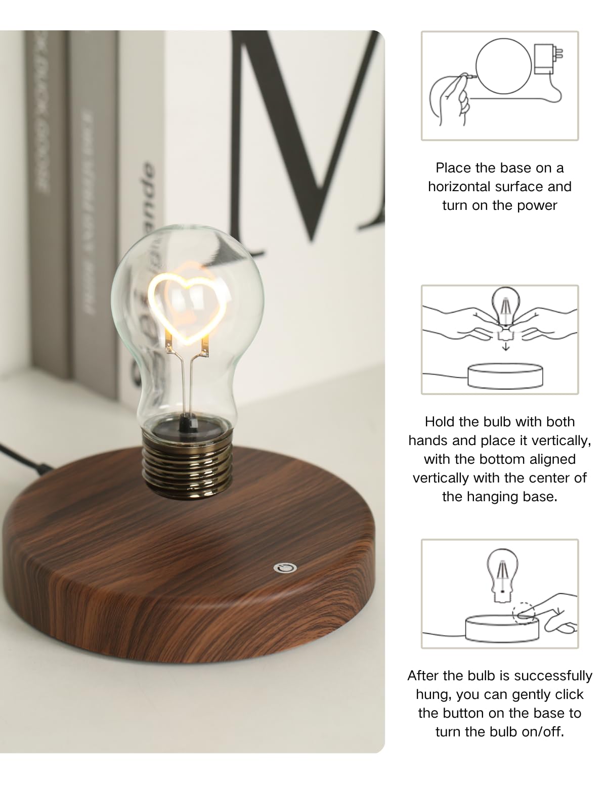 OOCCI Levitating Bulb Lap Agnetic Floating Light Desk Lap Night