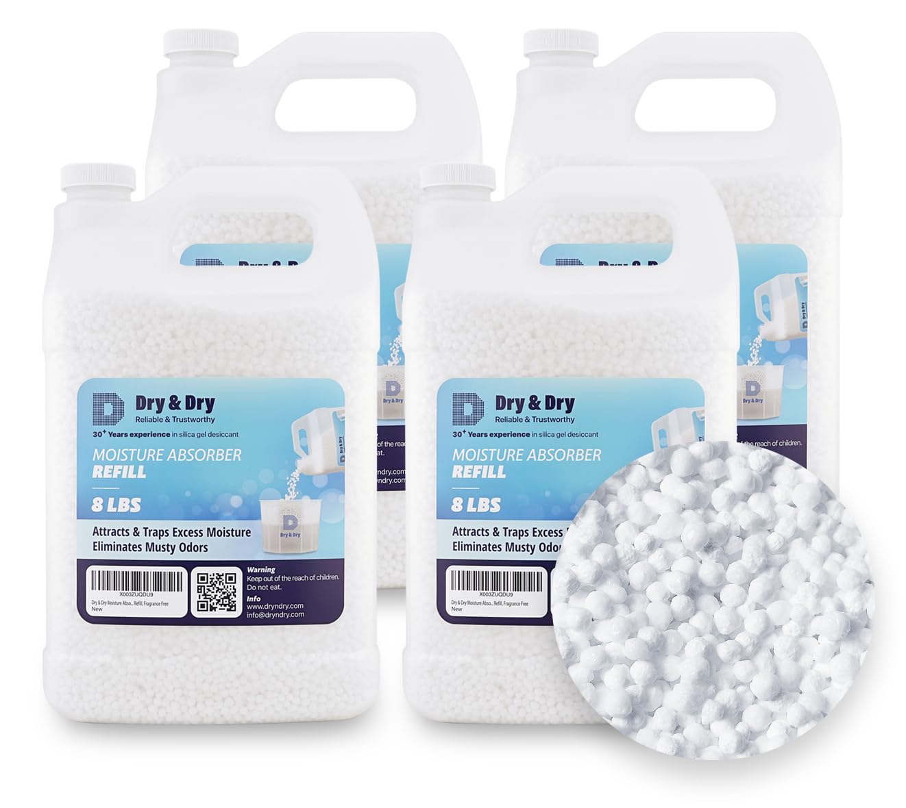 Dry &amp; Dry Moisture Absorbers Refill Beads (32 LBS) - Home Basement Bedroom Small Dehumidifiers &amp; Moisture Absorbers
