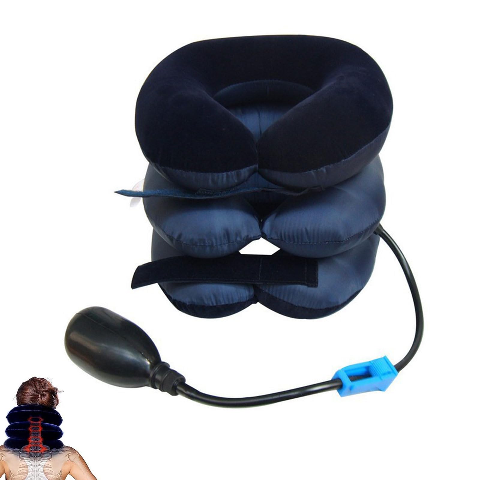 Device Inflatable Spine Alignment Pillow,Neck Traction Device,Cervical Neck Traction Device for Instant Neck Pain Relief,Cervical Neck Traction Collar,Adjustable Cervical Neck Stretcher Collar(Blue)