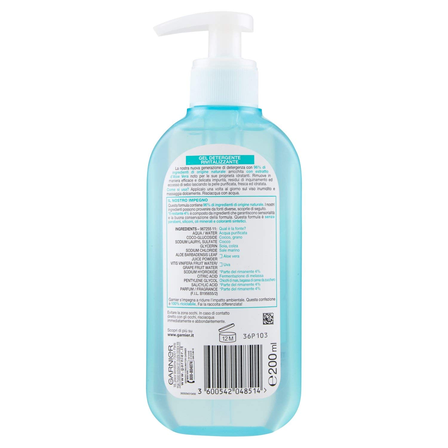 Garnier Skinactive - Gel Detergente Rivitalizzante Con Aloe Vera - 200 Ml, Bianco, 200 ml (Pack of 1) - Image 3
