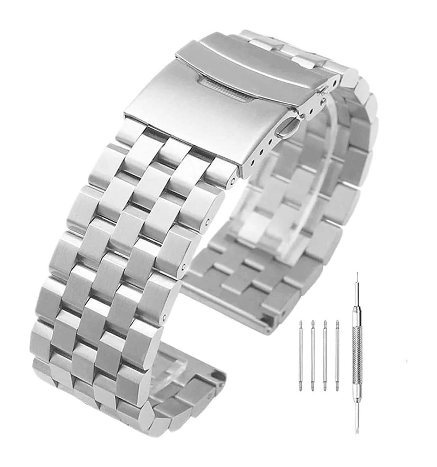 Pasek do zegarka Solidny pasek do zegarka ze stali Paski do zegarków Uniwersalny pasek do zegarka ze stali nierdzewnej Seria bransoletek metalowych Szczotkowany pasek do zegarka 20/22/mm Pasek na nadg