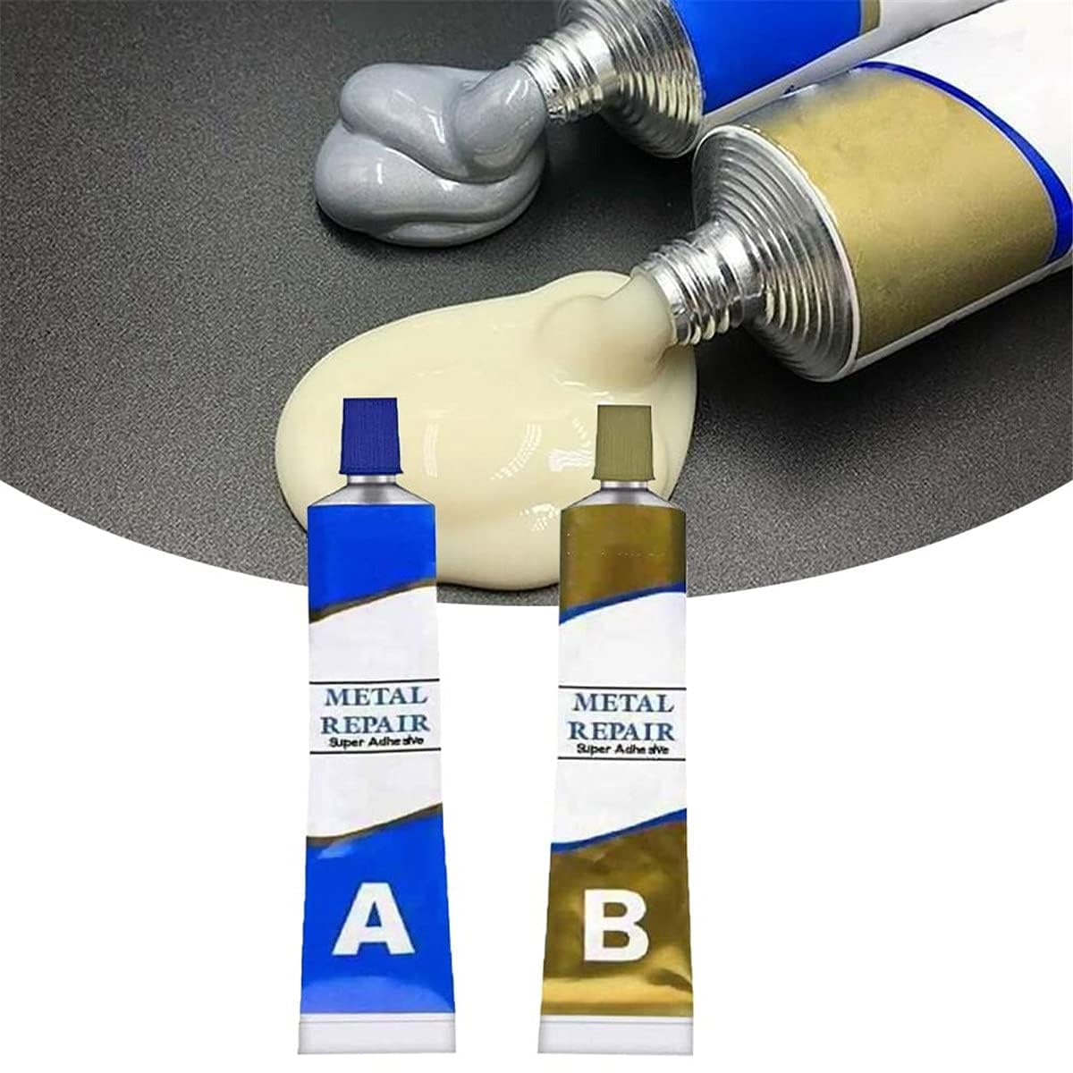 Magic Repair Glue (A+B), Metal Repairing Adhesive Super Glue Iron Steel Auto Radiator Water Tank leakage Plugging Welding, Industrial Heat Resistance Cold Weld Materials Metal Repair Paste