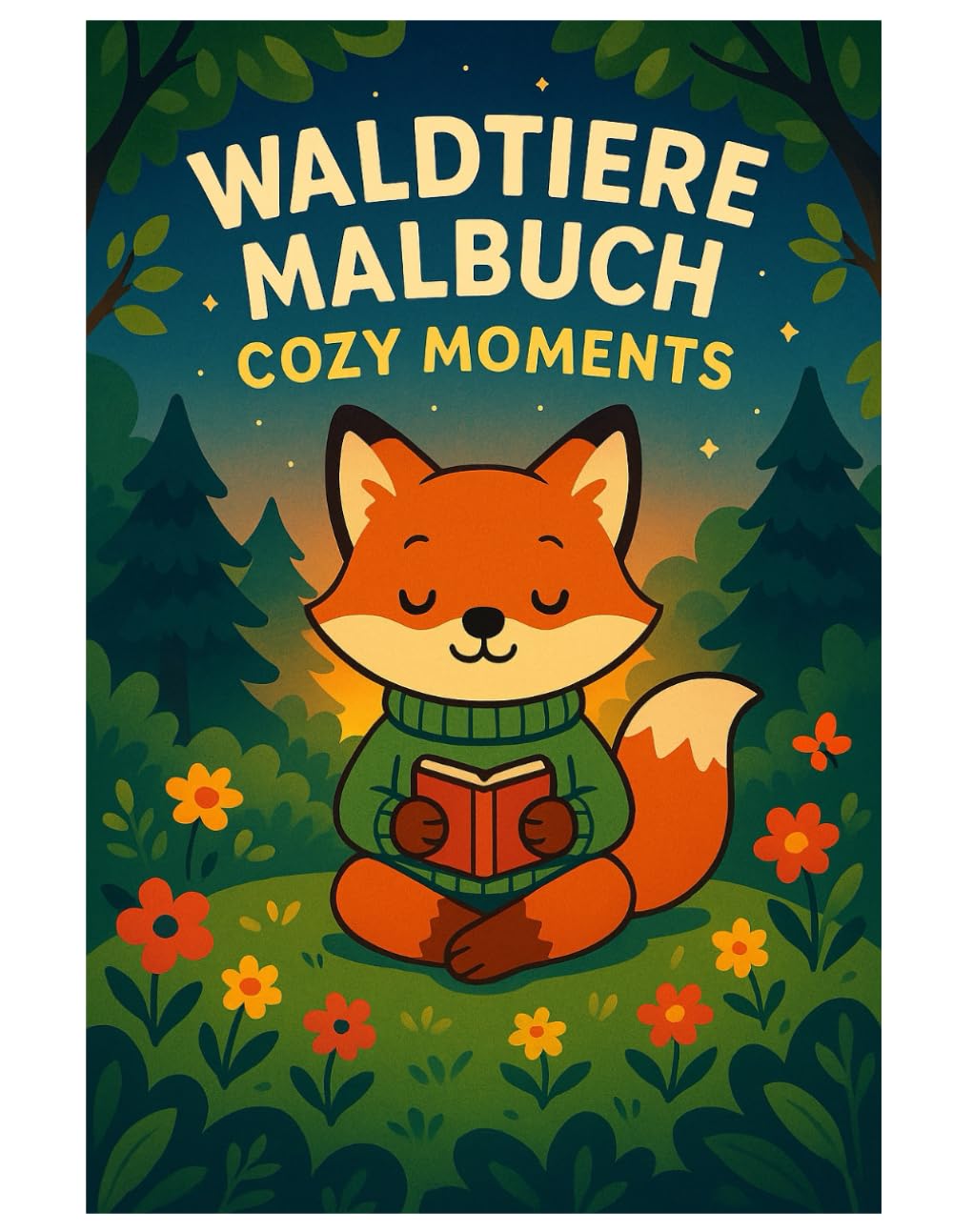 Waldtiere Malbuch – Cozy Moments: 50 liebevolle Ausmalbilder ruhiger Waldszenen: Für Kinder und Erwachsene zum Ausmalen und Entspannen