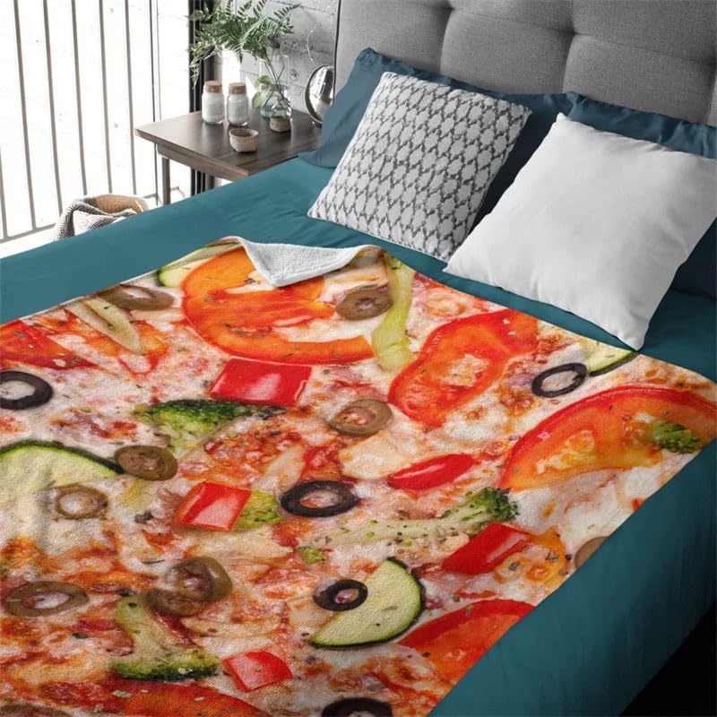 Lustige Pizza-Decke 2.0 - Doppelseitig, Flauschig Weich, 285 G/m² Flanell, Für Kinder & Erwachsene