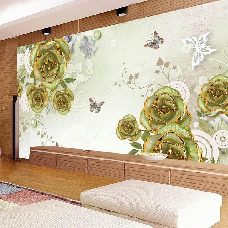 Papier peint chambre à coucher motif fleur 3D pour masquer un mur vide - 3